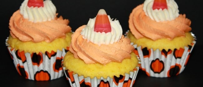 Blood Orange Candy Corn Cupcakes