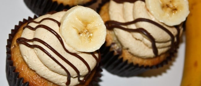 Chocolate & Banana Cupcakes with PB Buttercream