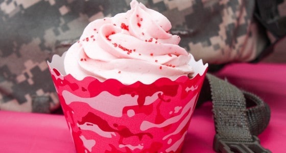 Cupcake Couture Blog Party - Strawberry Camo Cupcakes by JavaCupcake.com
