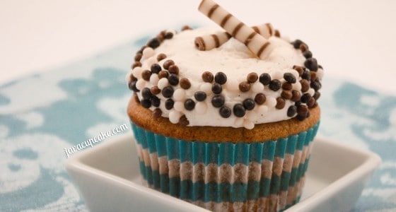 Root Beer Cupcakes topped with Bourbon Vanilla Cream Buttercream by JavaCupcake