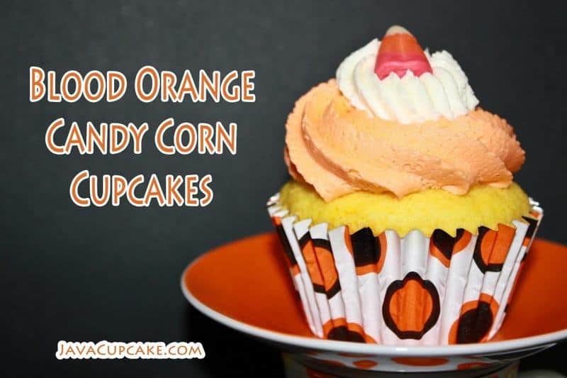 Blood Orange Candy Corn Cupcakes | JavaCupcake.com
