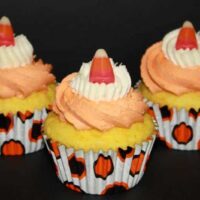Blood Orange Candy Corn Cupcakes | JavaCupcake.com