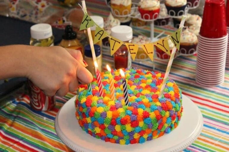 Rainbow Pom Pom Cake