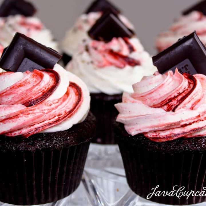 Dark Chocolate Raspberry Curd Filled Cupcakes