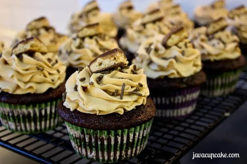 Triple Chocolate Peanut Butter Cupcakes by JavaCupcake.com