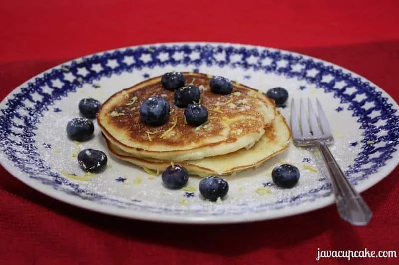 Lemon Blueberry Pancakes by JavaCupcake.com