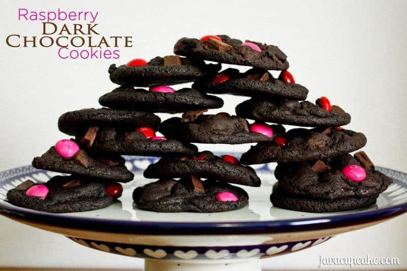 Raspberry Dark Chocolate Cookies by JavaCupcake.com
