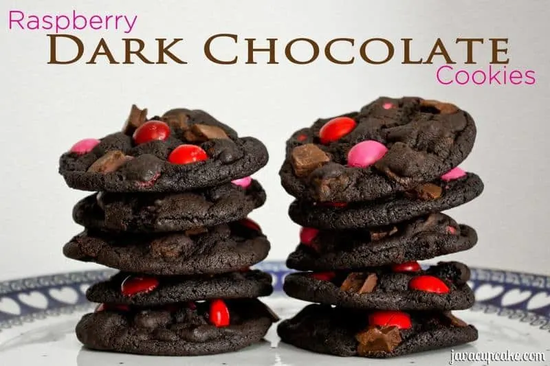 Raspberry Dark Chocolate Cookies by JavaCupcake.com