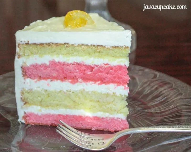 Raspberry Lemonade Layer Cake by JavaCupcake.com