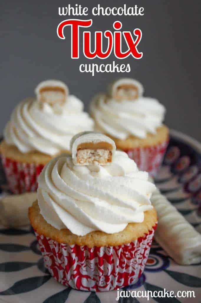 {Recipe} White Chocolate Twix Cupcakes by JavaCupcake.com