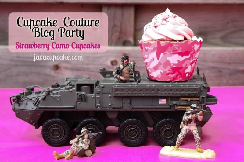 Cupcake Couture Blog Party - Strawberry Camo Cupcakes by JavaCupcake.com
