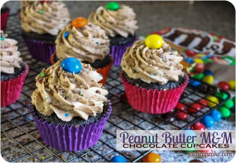 Peanut Butter M&M Chocolate Cupcakes