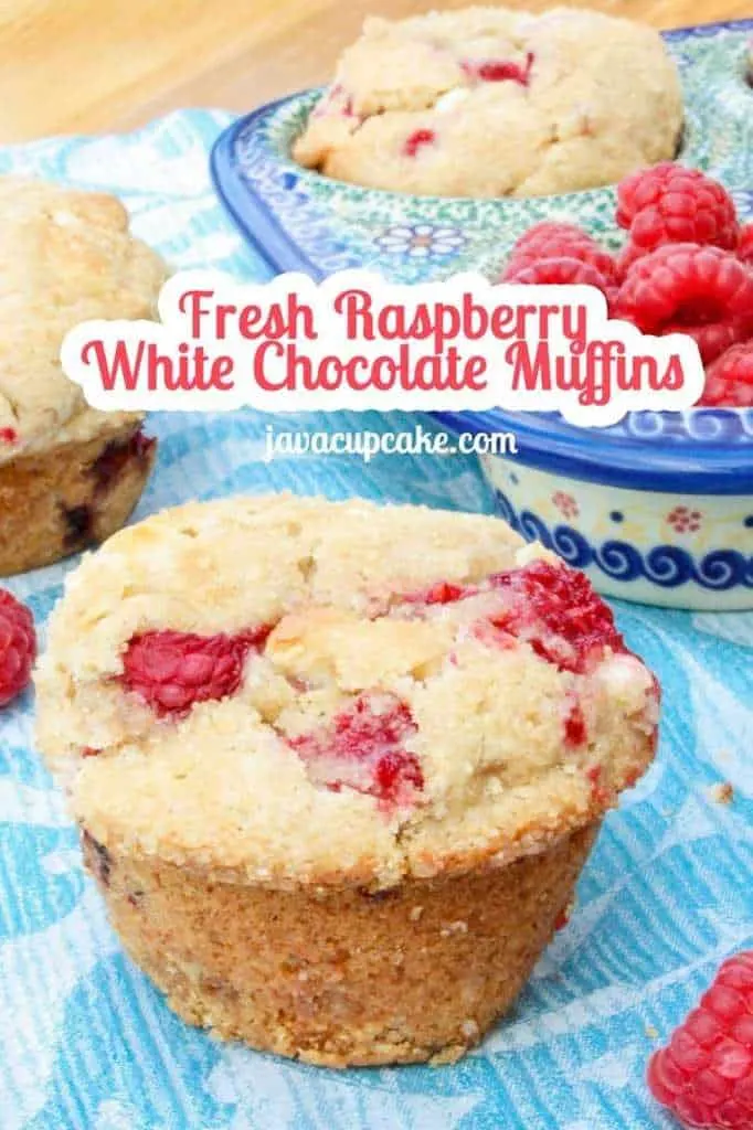 Fresh Raspberry White Chocolate Muffins by JavaCupcake.com