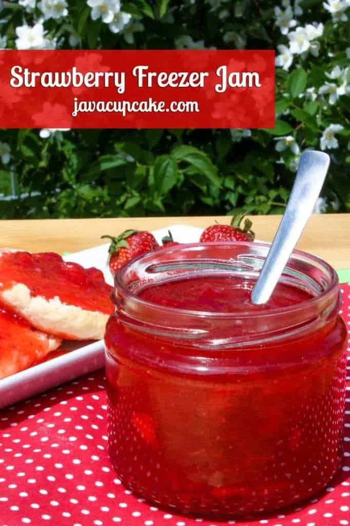 Strawberry Freezer Jam by JavaCupcake.com
