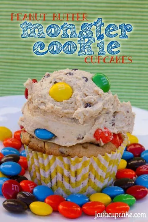 Peanut Butter Monster Cookie Cupcakes by JavaCupcake.com