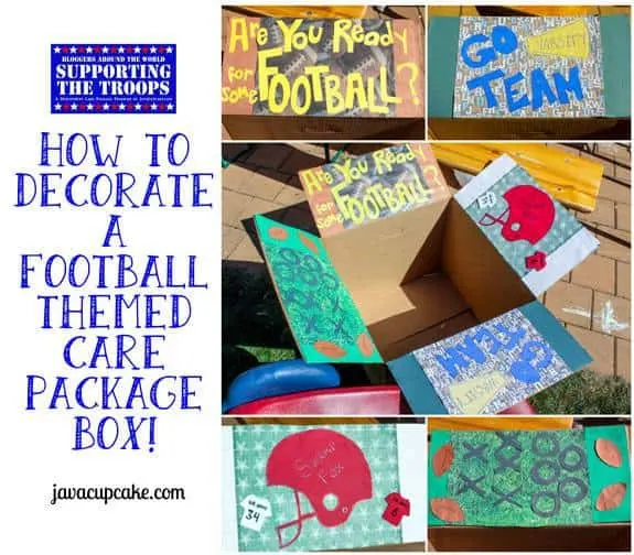 How to Decorate a Football Themed Care Package Box by JavaCupcake.com