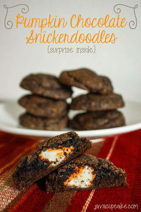Pumpkin Chocolate Snickerdoodles {Surprise Inside} | JavaCupcake.com