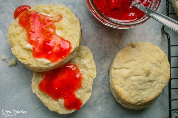 Buttermilk Biscuits with Homemade Strawberry Jam | JavaCupcake.com