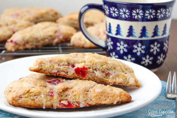 Cranberry Sauce Orange Scones - fresh cranberry sauce paired with the zest and juice of an orange make these scones perfectly delicious! | JavaCupcake.com