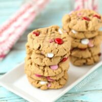 Soft-Batch Peanut Butter Valentine M&M Cookies | JavaCupcake.com