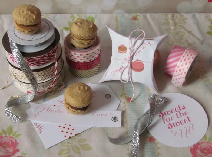 Printable Macaron Box & Valentine Tags by Glitter & Bow | JavaCupcake.com