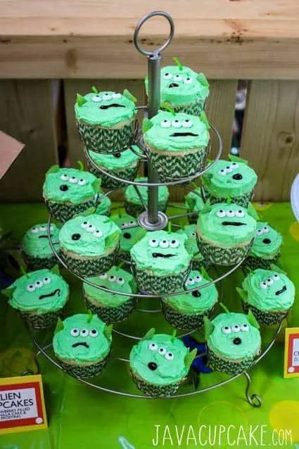 Toy Story Party Alien Cupcakes | JavaCupcake.com