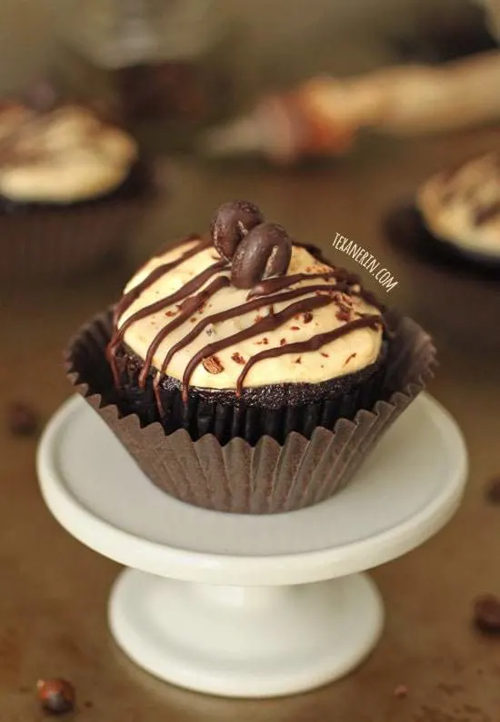 100% Whole Grain Chocolate Cupcakes with Espresso Cream Cheese Frosting by Texanerin Baking