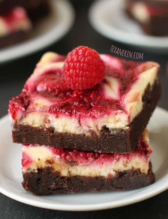 Healthier Raspberry Cheesecake Brownies by Texanerin Baking