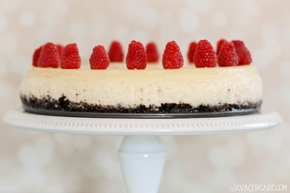 Very Berry Cheesecake with Chocolate Oreo Crust | JavaCupcake.com