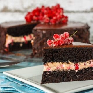 Chocolate Red Currant Creme Cake #RedCurrantWeek | JavaCupcake.com