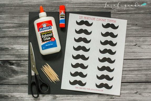 DIY Mustache Cupcake Toppers | JavaCupcake.com