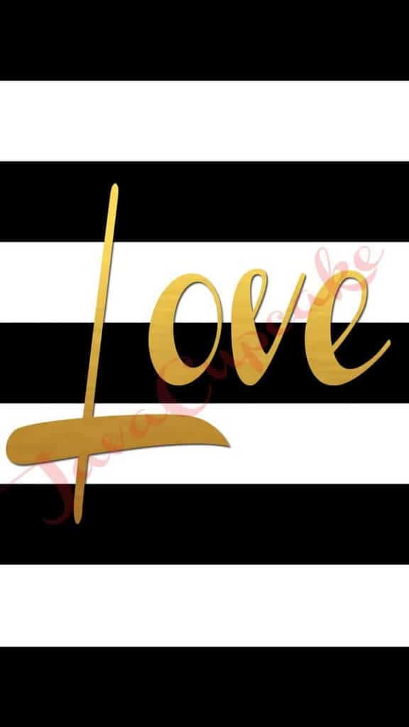 LOVE Digital Smartphone Wallpaper | JavaCupcake.com #gold #blackandwhite #stripes