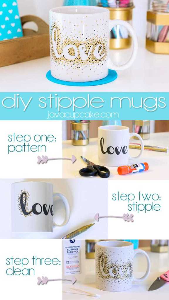 DIY Stipple Mugs | JavaCupcake.com