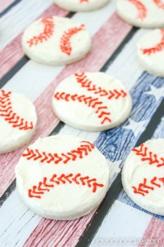 Easy Buttercream Baseball Cookies - JavaCupcake