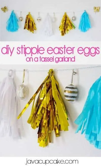 DIY Stipple Easter Eggs on a Tassel Garland | JavaCupcake.com