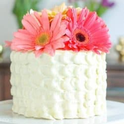 Strawberry Lemon Cake with Spring Flowers - JavaCupcake