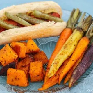 Roasted Carrots and Sweet Potatoes with Garlic Browned Butter