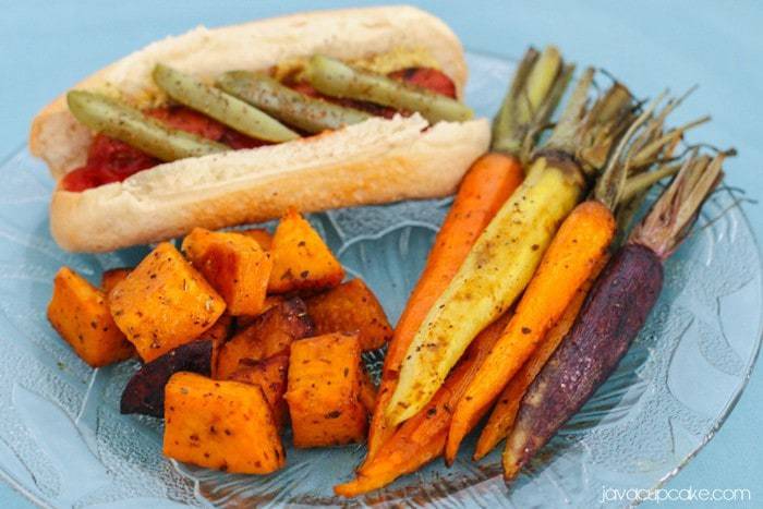 Roasted Carrots and Sweet Potatoes with Garlic Browned Butter | JavaCupcake.com #FallGrilling