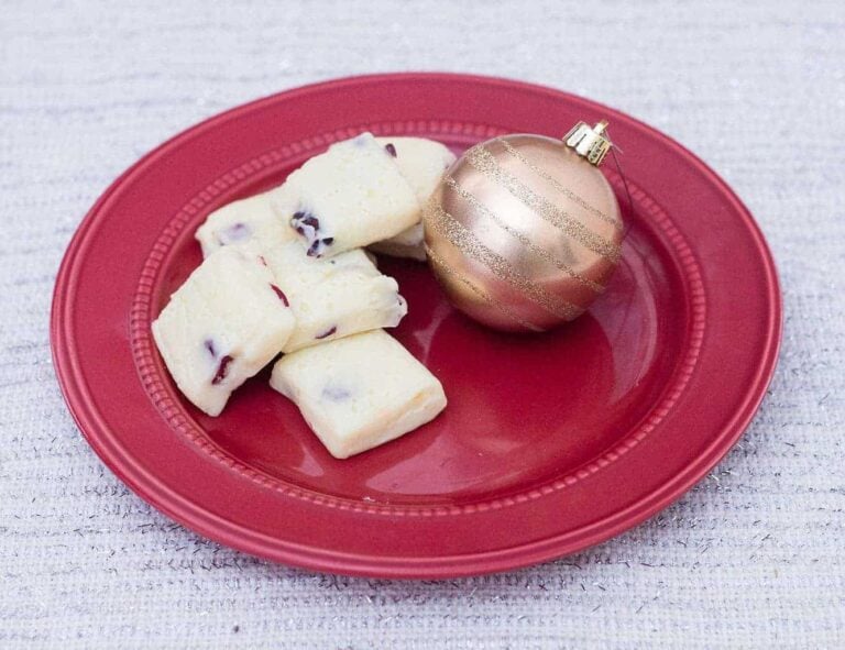 White Chocolate Cranberry Fudge by The RedHead Baker for JavaCupcake.com