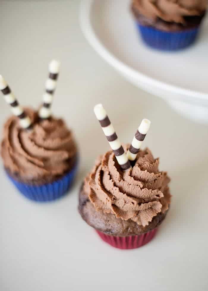 Chocolate Cupcakes with Whipped Milk Chocolate Ganache by Baked Bree for JavaCupcake.com