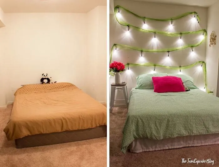 Teen Bedroom Makeover with Enbrighten Cafe Lights by Jasco | The JavaCupcake Blog https://javacupcake.com