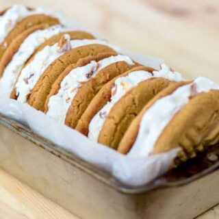 Peanut Butter Ice Cream Sandwiches | The JavaCupcake Blog https://javacupcake.com #SoHoppinGood #BlueBunny #BombPop