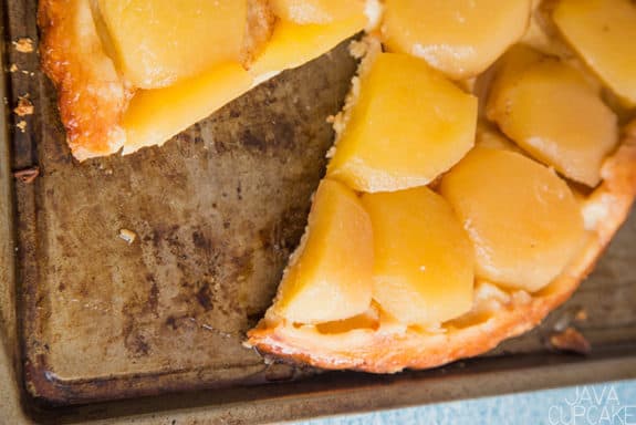 golden apple tarte on a baking sheet