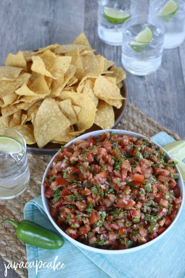 homemade tomato salsa with chips