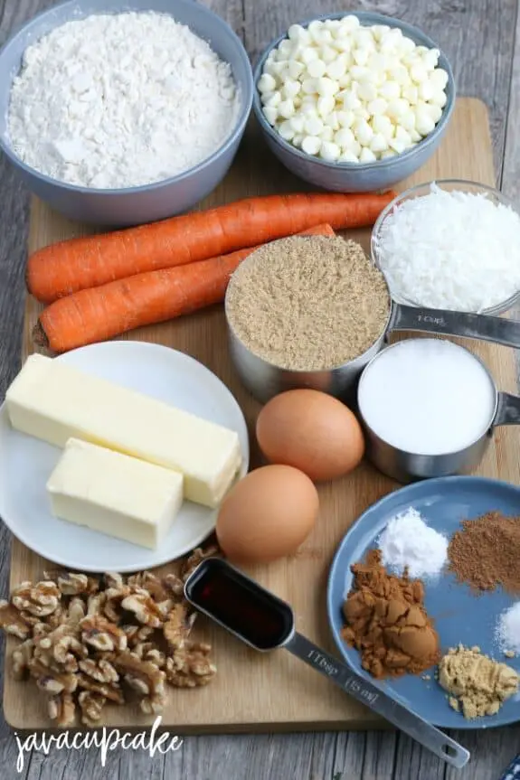 Ingredients to make Carrot Cake Cookies.
